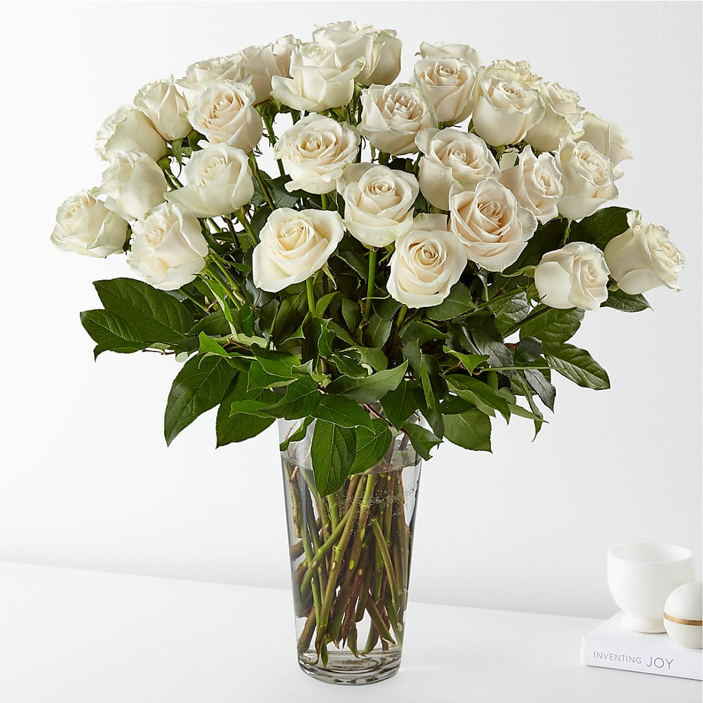Long Stem White Rose Bouquet – Jazmin Flowers, Chicago IL