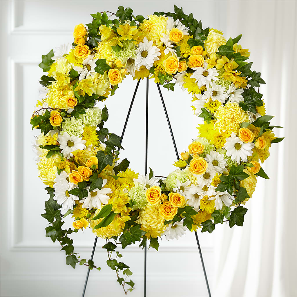 Golden Remembrance Wreath – Jazmin Flowers, Chicago IL