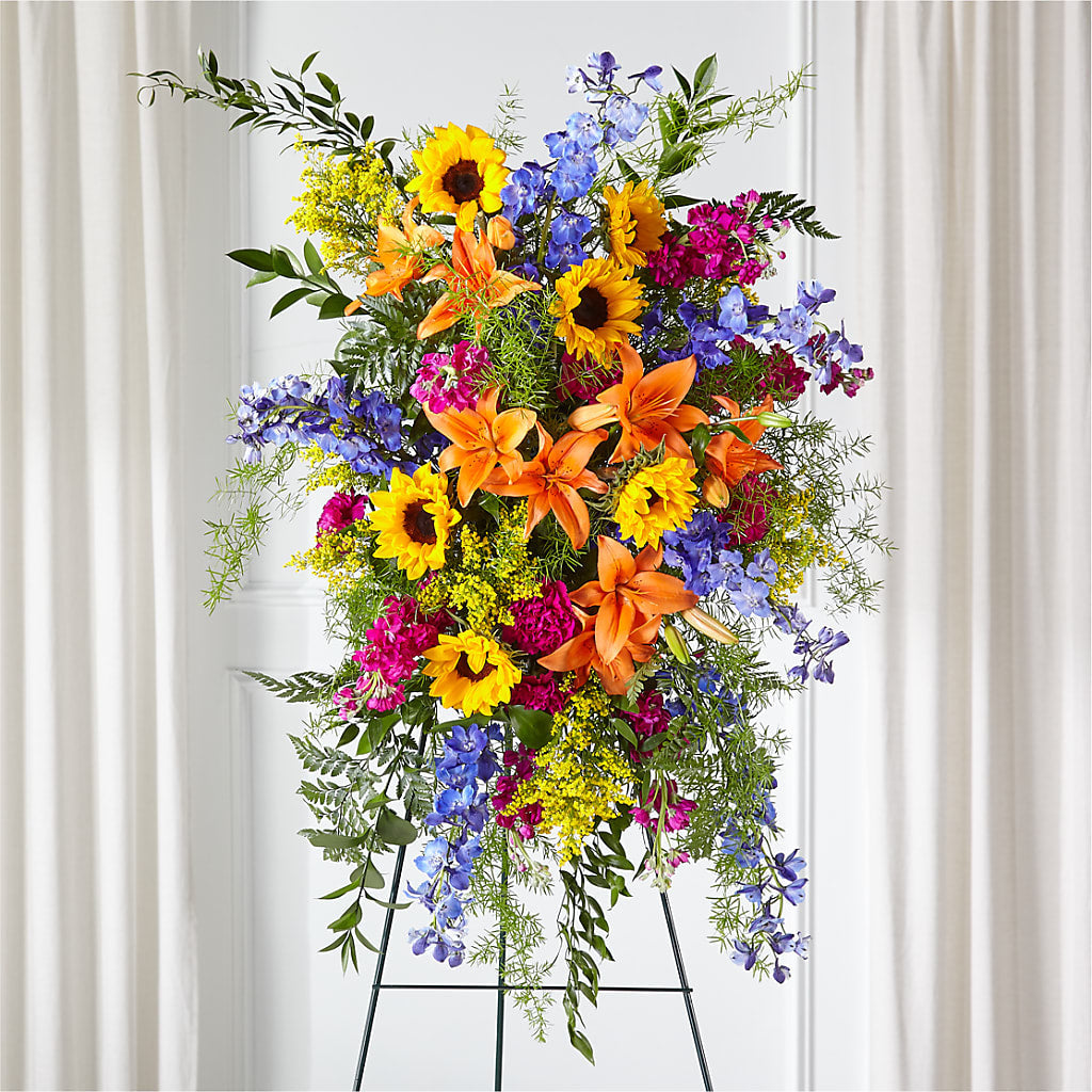Sunlit Memories Standing Spray (Standard) – Jazmin Flowers, Chicago IL