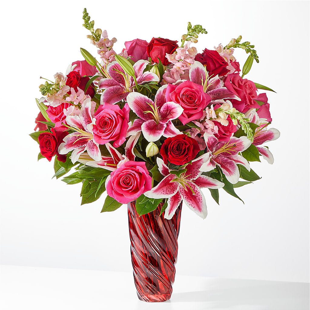 Always You Bouquet with Luxe Swirl Vase – Jazmin Flowers, Chicago IL