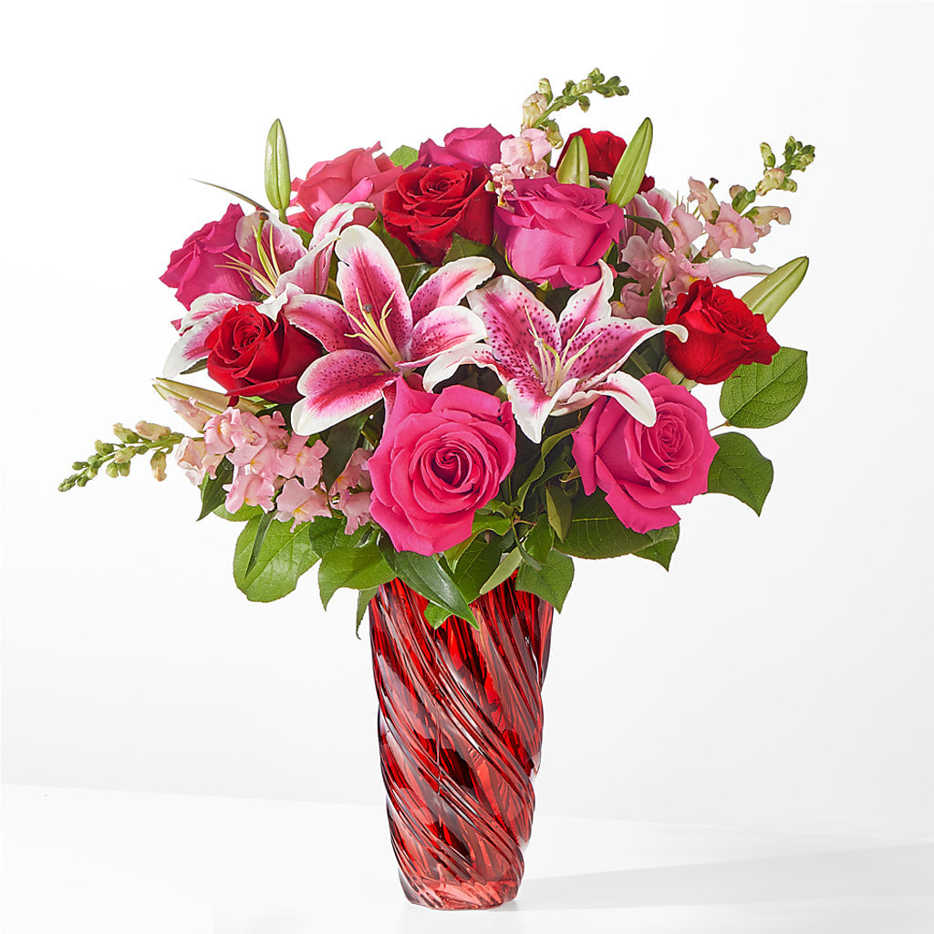 Always You Bouquet with Luxe Swirl Vase – Jazmin Flowers, Chicago IL