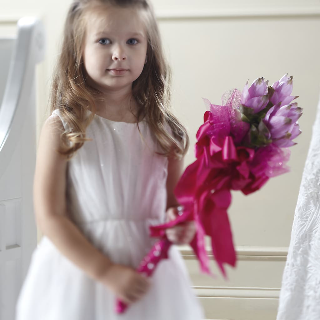 Sparkle Pink Flower Girl Bouquet – Jazmin Flowers, Chicago IL