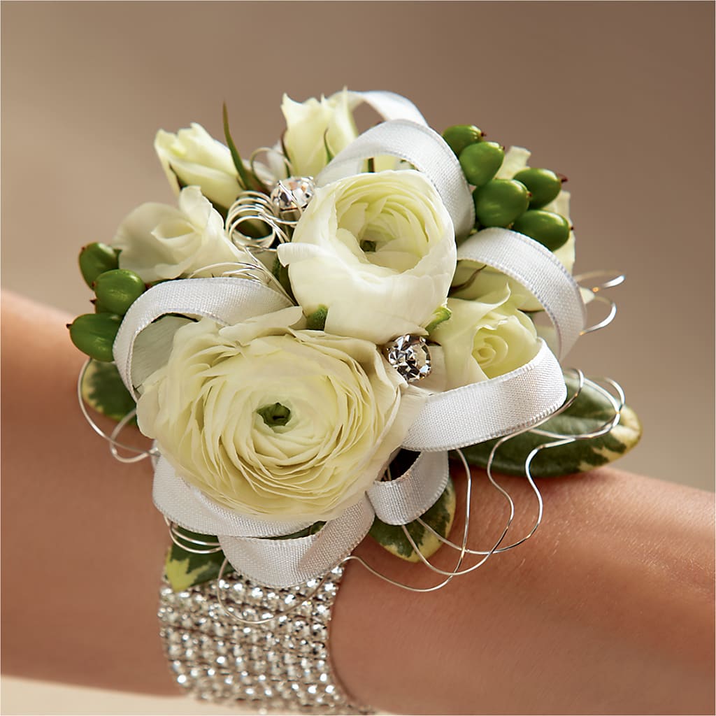 White Wedding Corsage – Jazmin Flowers, Chicago IL