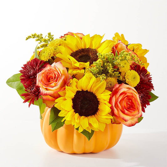 Golden Gourd Pumpkin Bouquet –  Jazmin Flowers, Chicago IL