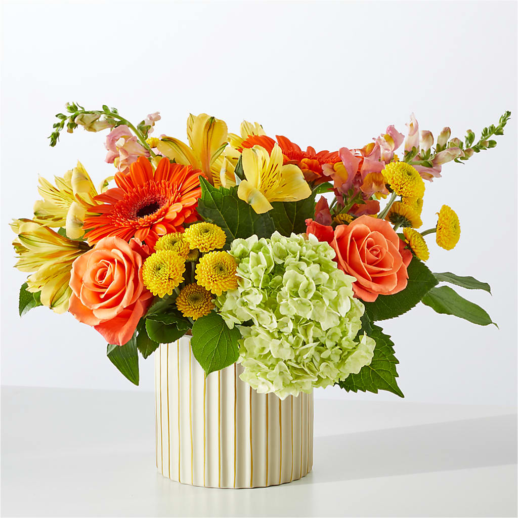 Autumn Sunshine Bouquet with Ivory Vase –  Jazmin Flowers, Chicago IL