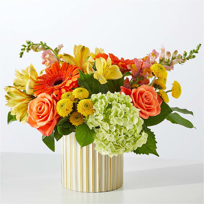 Autumn Sunshine Bouquet with Ivory Vase –  Jazmin Flowers, Chicago IL