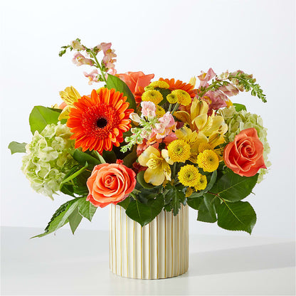 Autumn Sunshine Bouquet with Ivory Vase –  Jazmin Flowers, Chicago IL