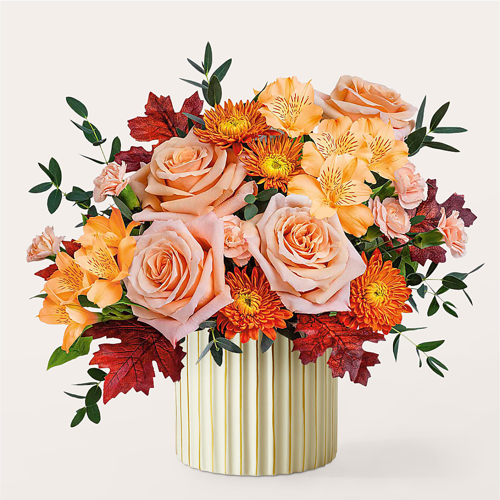 Spiced Latte Bouquet with Ivory Vase –  Jazmin Flowers, Chicago IL