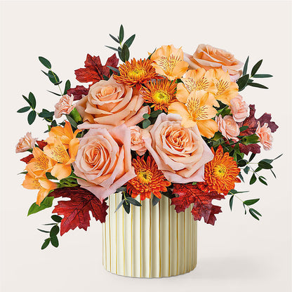 Spiced Latte Bouquet with Ivory Vase –  Jazmin Flowers, Chicago IL