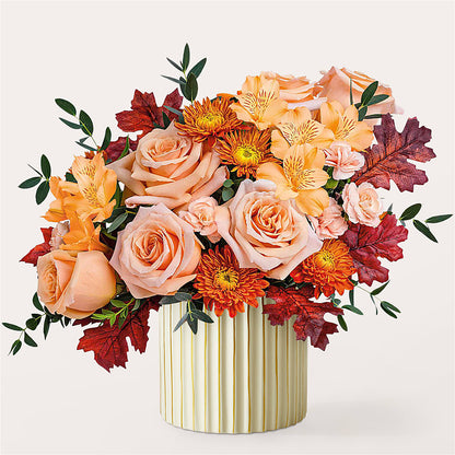 Spiced Latte Bouquet with Ivory Vase –  Jazmin Flowers, Chicago IL