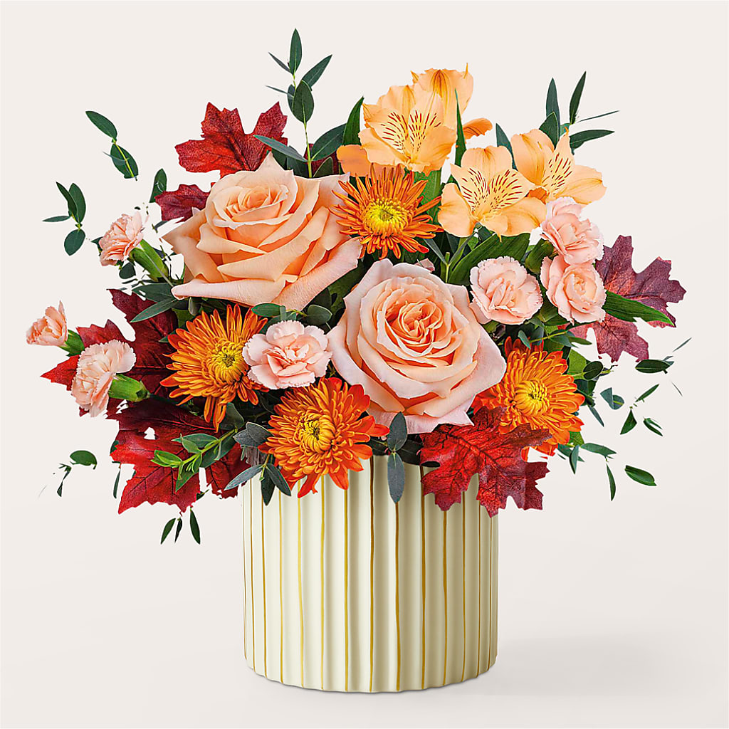 Spiced Latte Bouquet with Ivory Vase –  Jazmin Flowers, Chicago IL