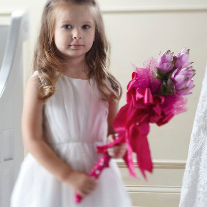 Sparkle Pink Flower Girl Bouquet –  Jazmin Flowers, Chicago IL