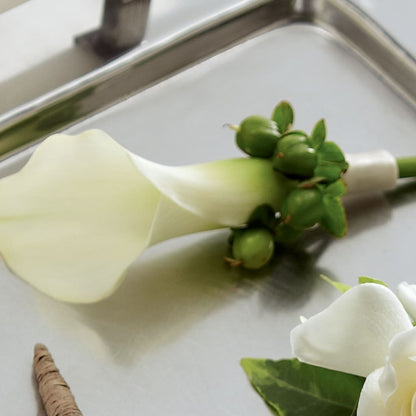 White Calla Boutonniere –  Jazmin Flowers, Chicago IL